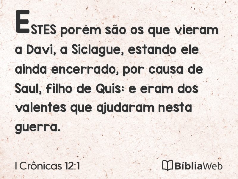 I Crônicas 12:1 em imagem para compartilhar