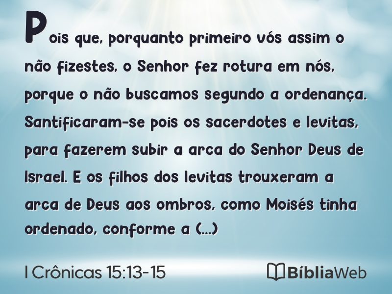 I Crônicas 15:13-15 em imagem para compartilhar