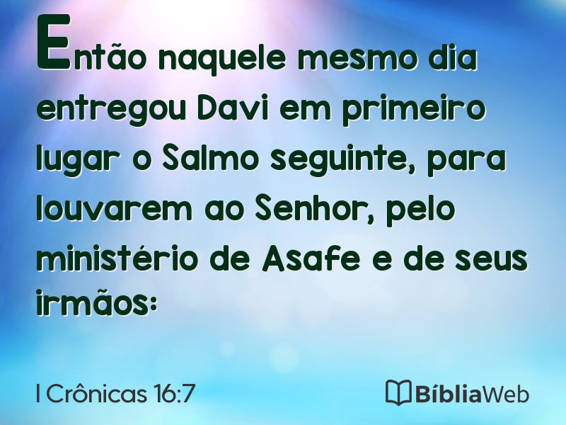 I Crônicas 16:7 em imagem para compartilhar