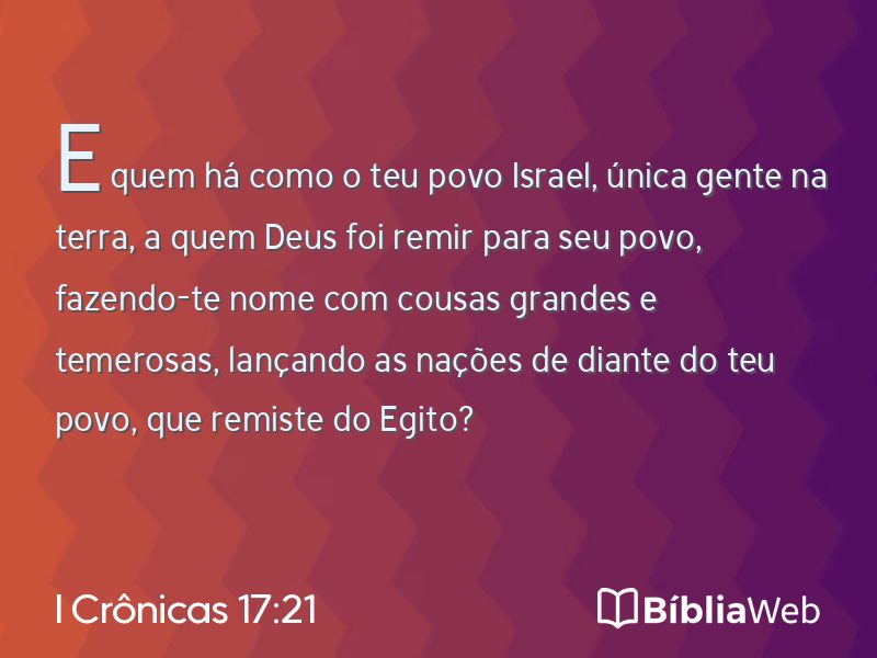 I Crônicas 17:21 em imagem para compartilhar