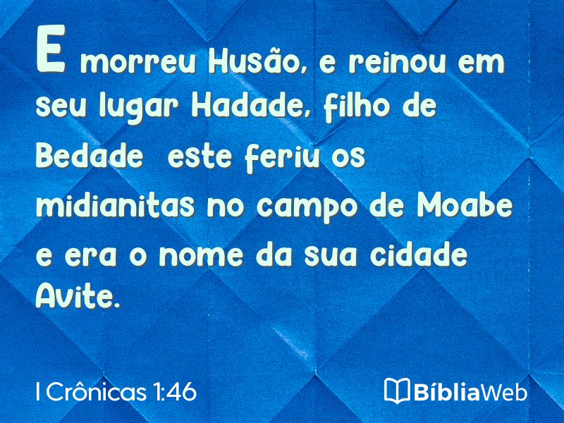 I Crônicas 1:46 em imagem para compartilhar