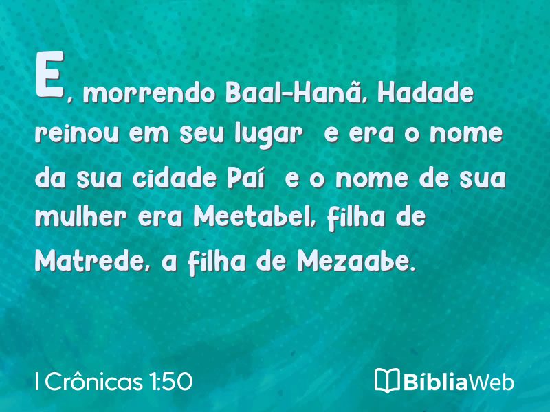 I Crônicas 1:50 em imagem para compartilhar