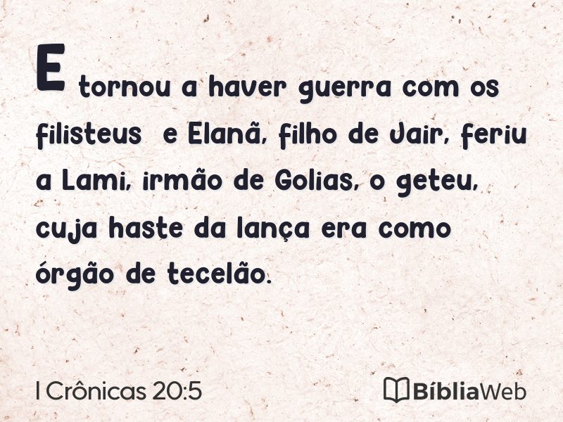 I Crônicas 20:5 em imagem para compartilhar
