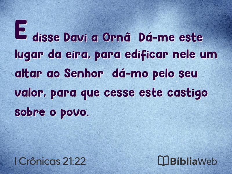 I Crônicas 21:22 em imagem para compartilhar