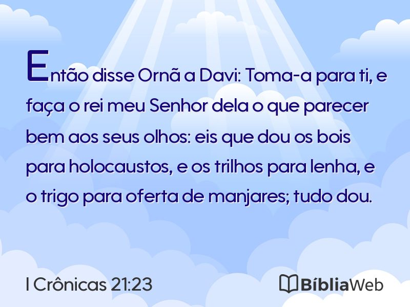 I Crônicas 21:23 em imagem para compartilhar