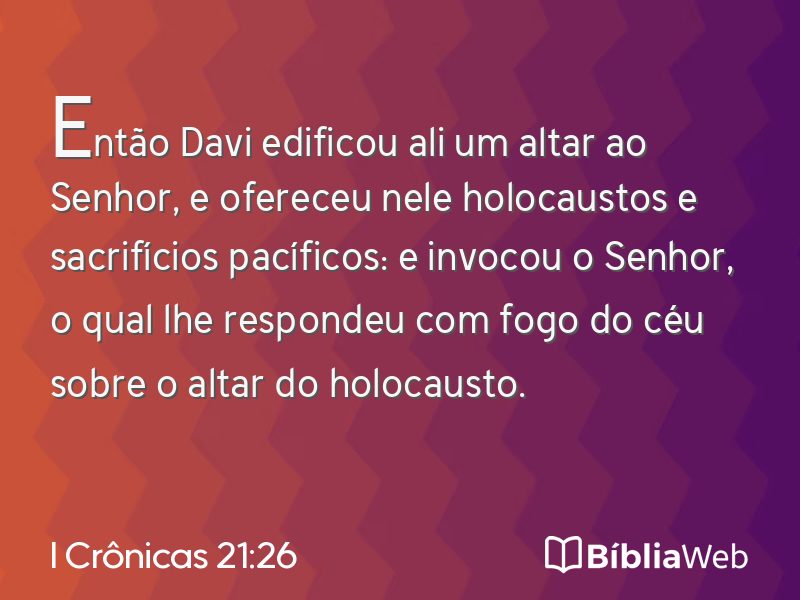 I Crônicas 21:26 em imagem para compartilhar