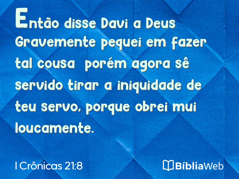 I Crônicas 21:8 em imagem para compartilhar