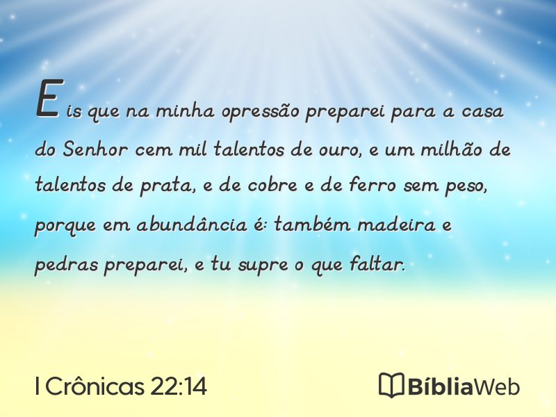 I Crônicas 22:14 em imagem para compartilhar