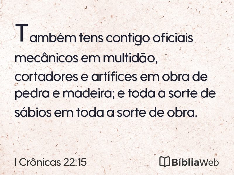 I Crônicas 22:15 em imagem para compartilhar
