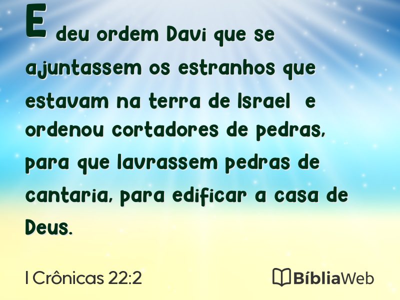 I Crônicas 22:2 em imagem para compartilhar