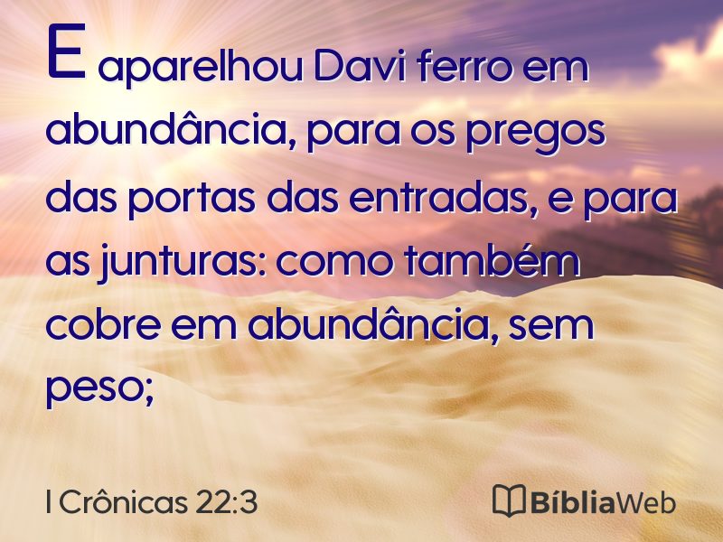 I Crônicas 22:3 em imagem para compartilhar