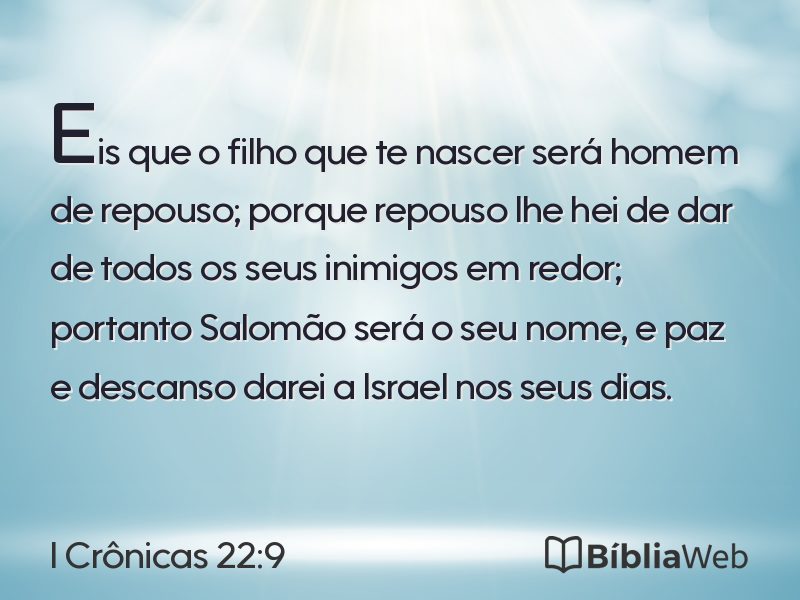 I Crônicas 22:9 em imagem para compartilhar