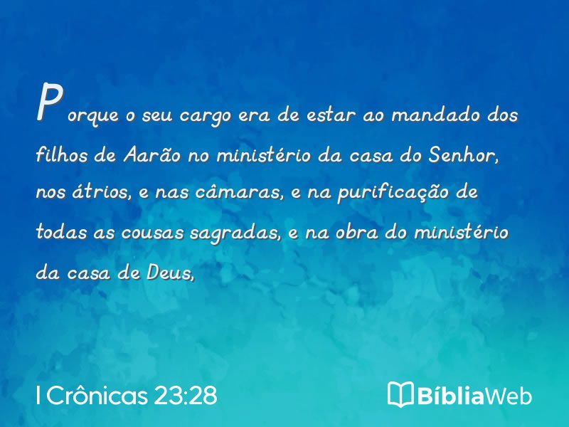 I Crônicas 23:28 em imagem para compartilhar