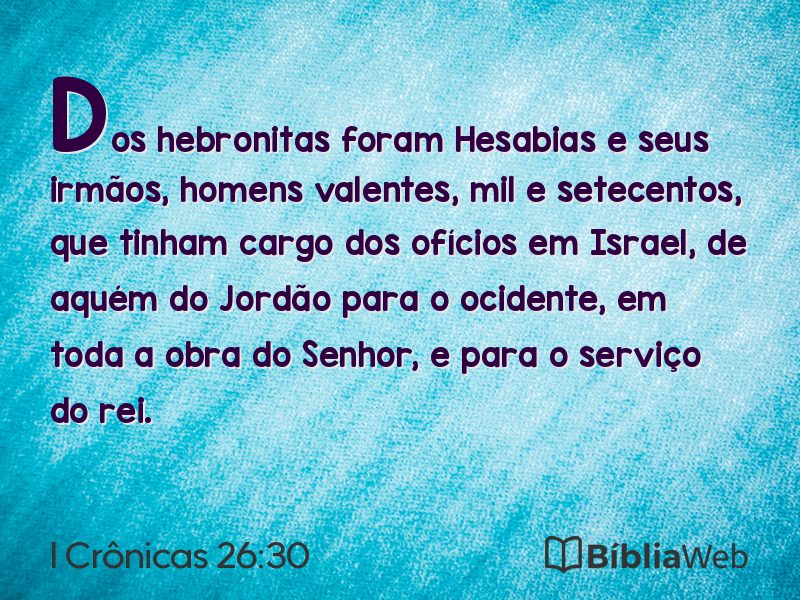 I Crônicas 26:30 em imagem para compartilhar