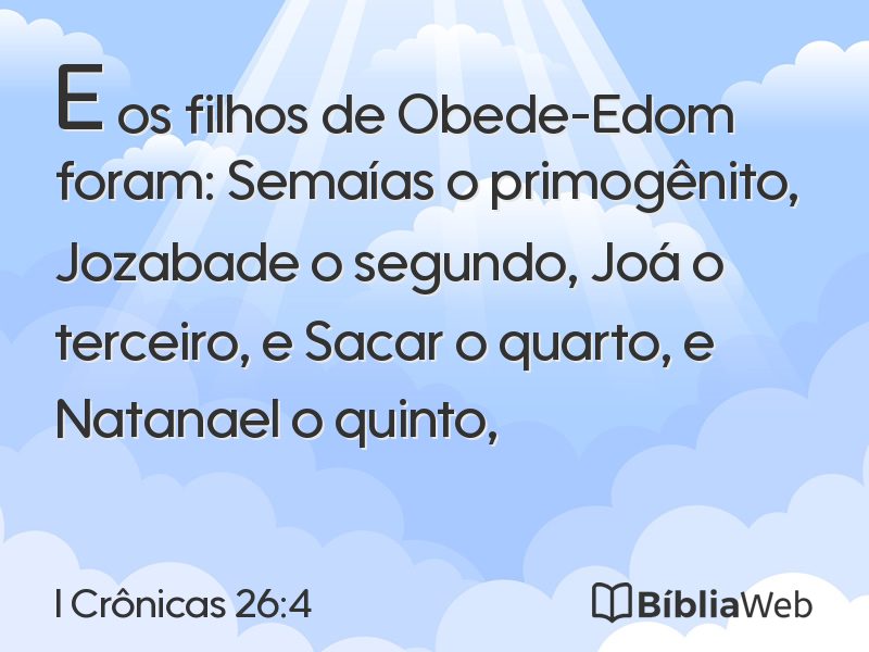 I Crônicas 26:4 em imagem para compartilhar