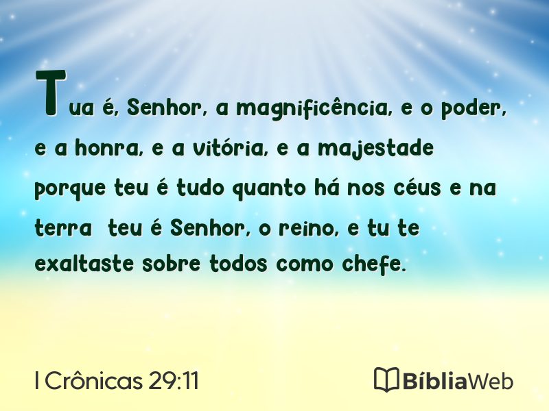 I Crônicas 29:11 em imagem para compartilhar