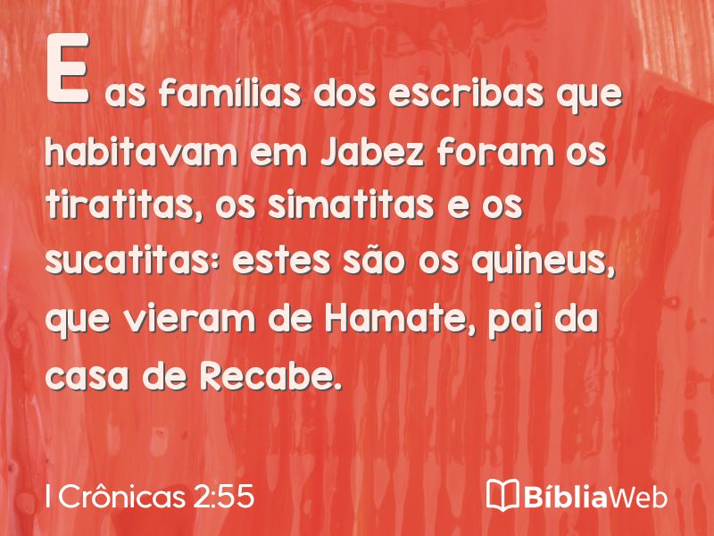 I Crônicas 2:55 em imagem para compartilhar