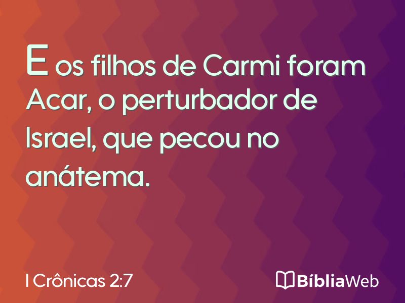 I Crônicas 2:7 em imagem para compartilhar