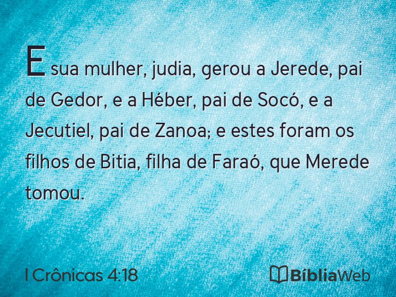 I Crônicas 4:18 em imagem para compartilhar