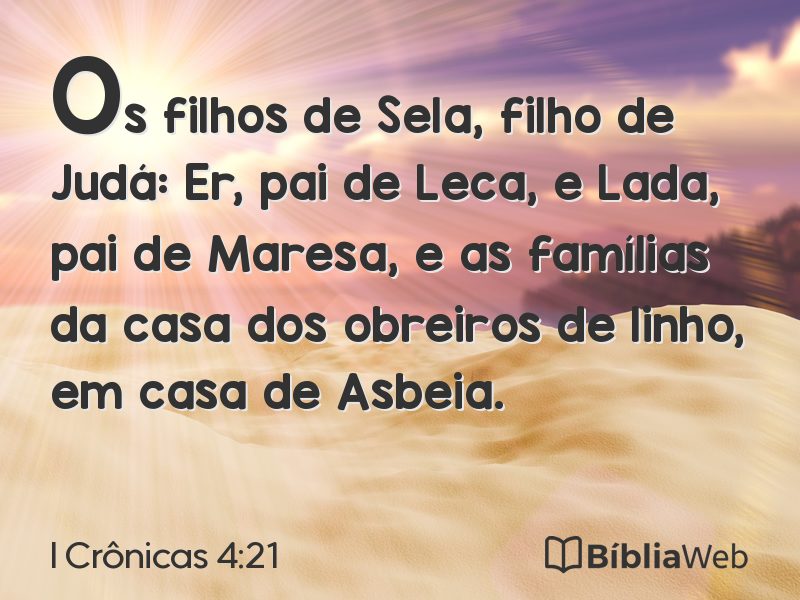 I Crônicas 4:21 em imagem para compartilhar
