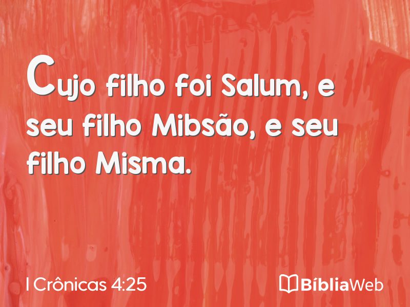 I Crônicas 4:25 em imagem para compartilhar