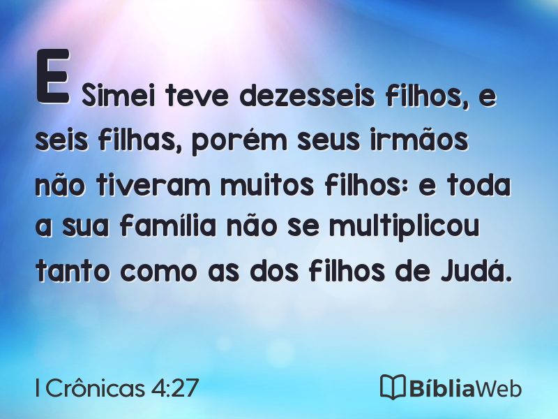 I Crônicas 4:27 em imagem para compartilhar