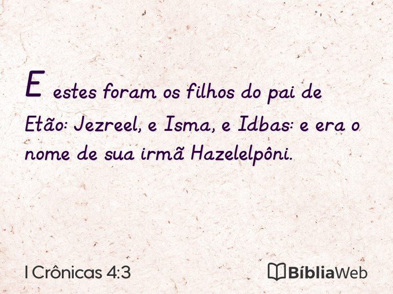 I Crônicas 4:3 em imagem para compartilhar