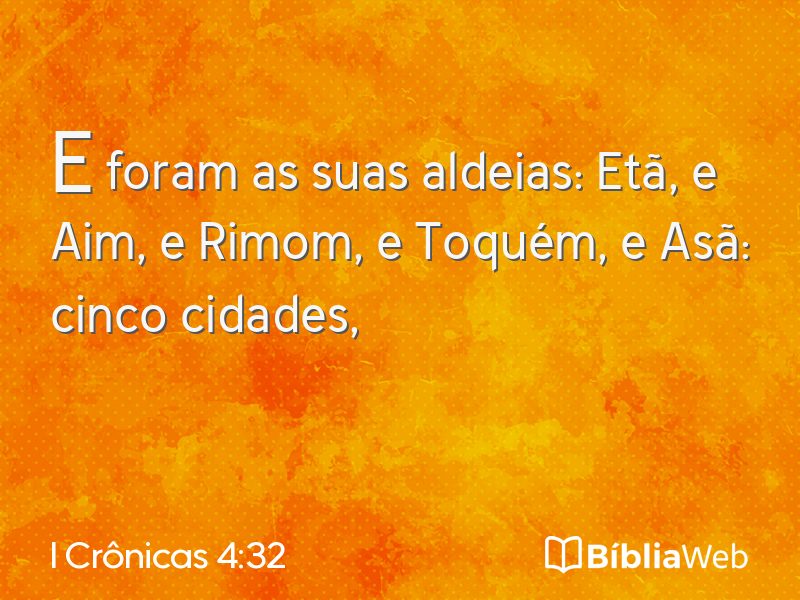 I Crônicas 4:32 em imagem para compartilhar
