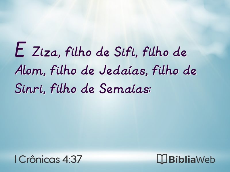 I Crônicas 4:37 em imagem para compartilhar