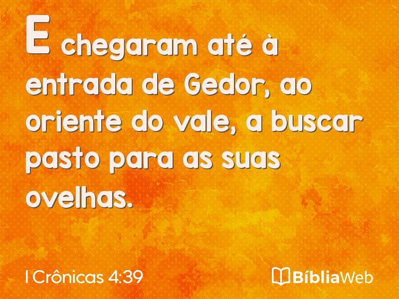 I Crônicas 4:39 em imagem para compartilhar