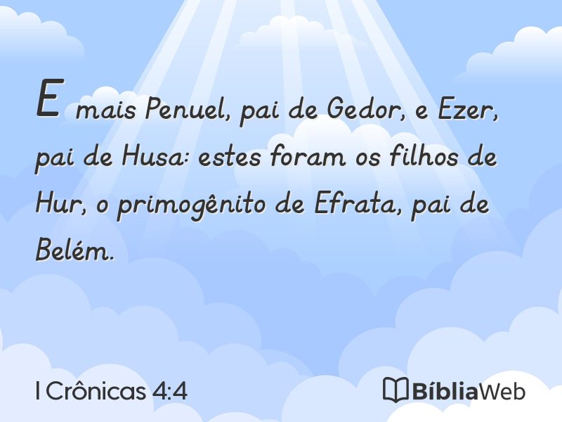 I Crônicas 4:4 em imagem para compartilhar