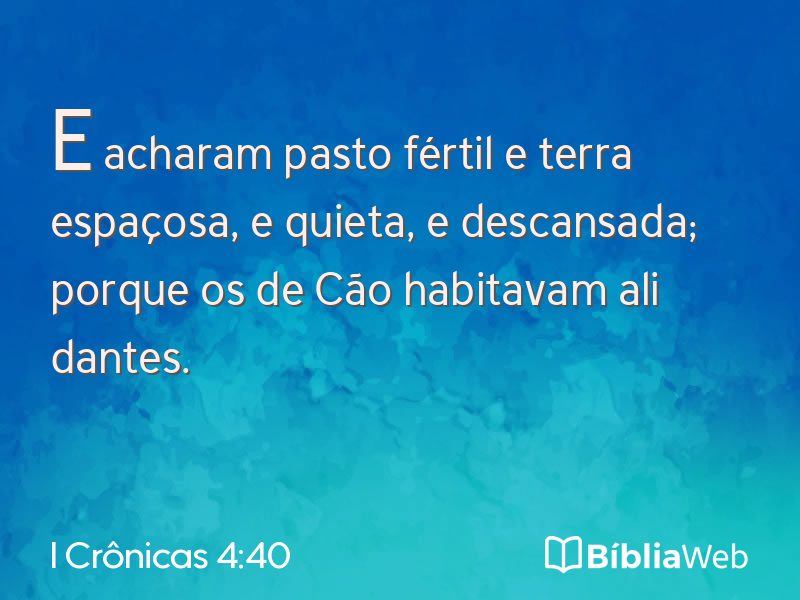 I Crônicas 4:40 em imagem para compartilhar