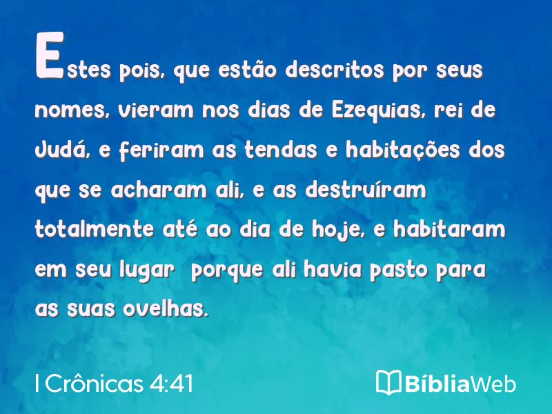 I Crônicas 4:41 em imagem para compartilhar