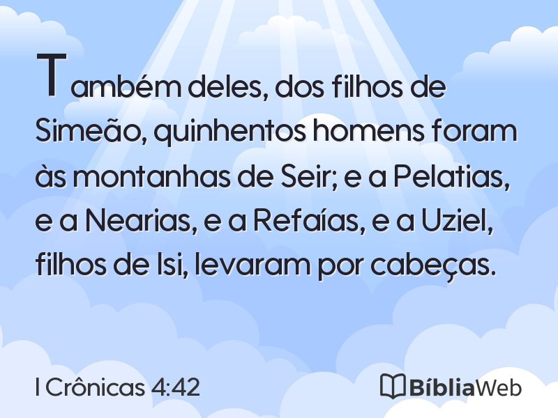 I Crônicas 4:42 em imagem para compartilhar