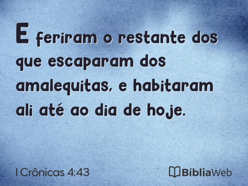 I Crônicas 4:43 em imagem para compartilhar