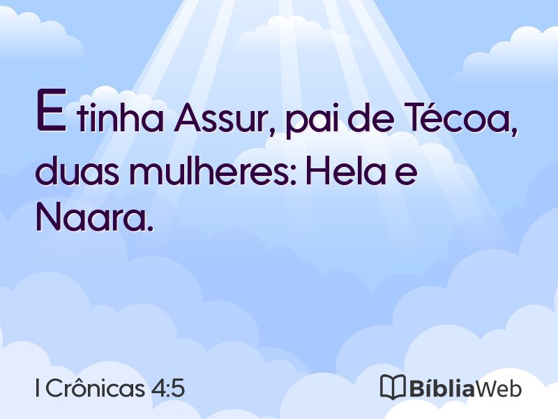 I Crônicas 4:5 em imagem para compartilhar