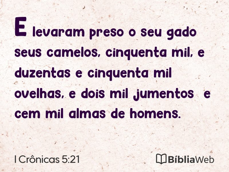 I Crônicas 5:21 em imagem para compartilhar