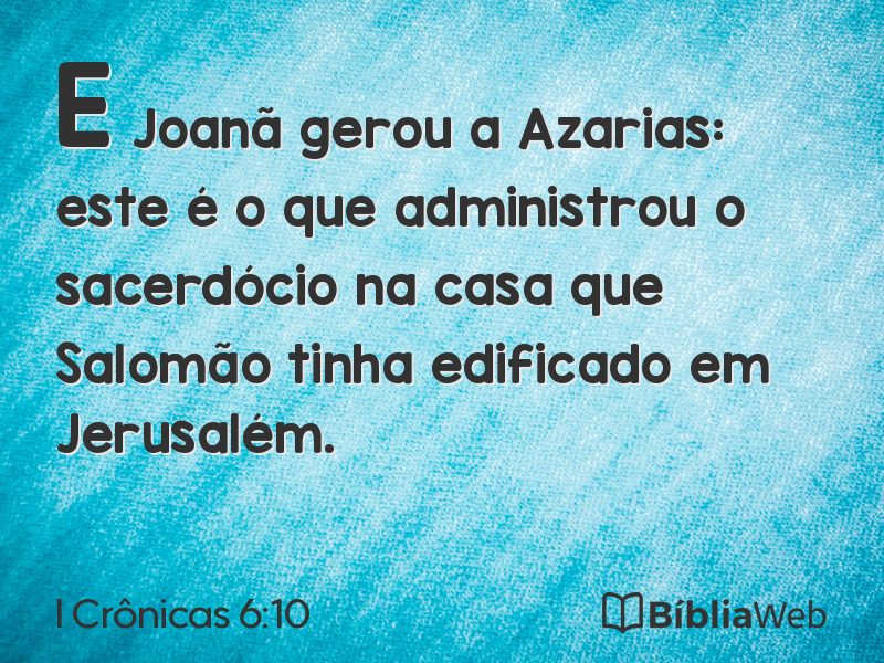 I Crônicas 6:10 em imagem para compartilhar