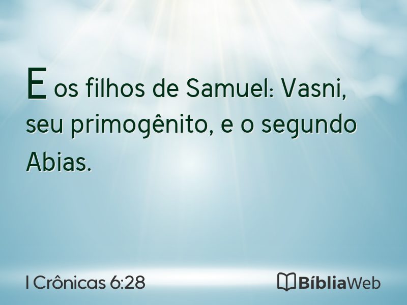 I Crônicas 6:28 em imagem para compartilhar