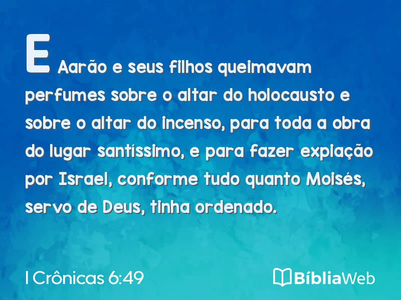 I Crônicas 6:49 em imagem para compartilhar