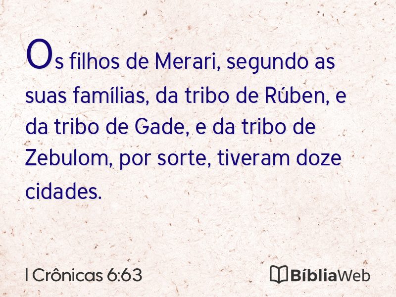 I Crônicas 6:63 em imagem para compartilhar