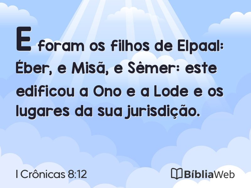 I Crônicas 8:12 em imagem para compartilhar