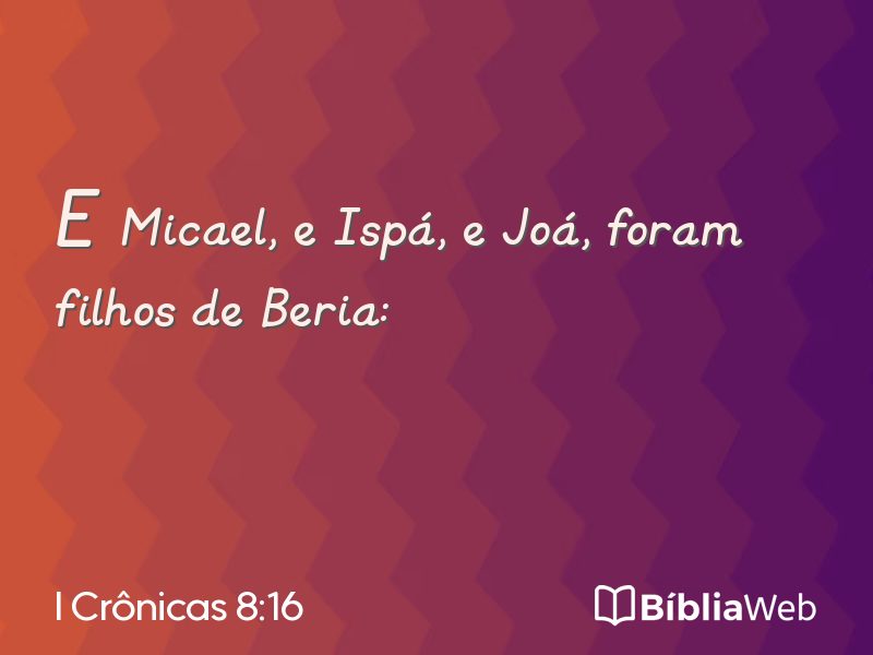 I Crônicas 8:16 em imagem para compartilhar