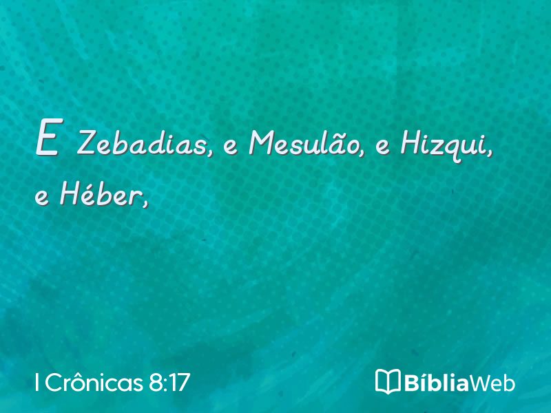 I Crônicas 8:17 em imagem para compartilhar