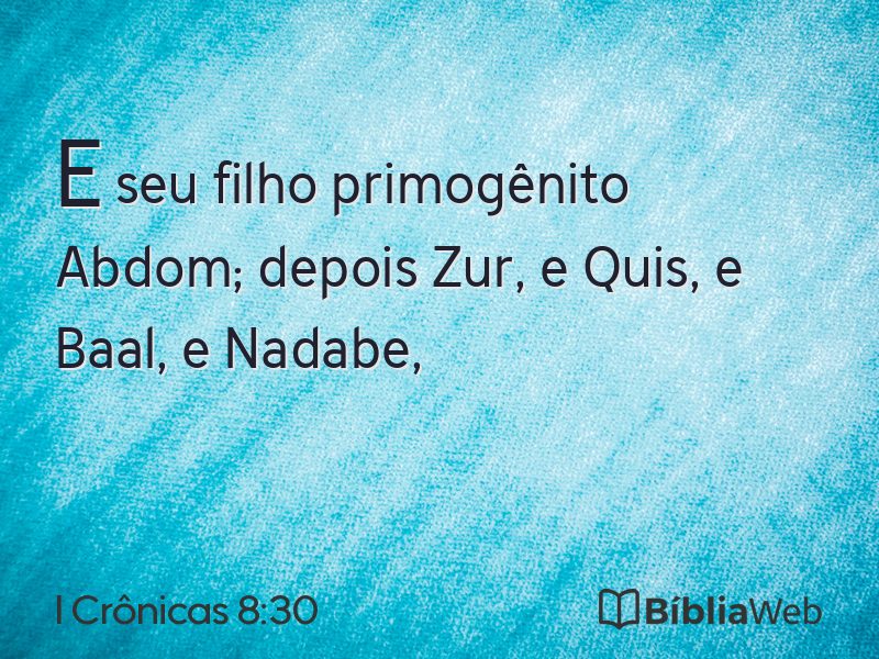 I Crônicas 8:30 em imagem para compartilhar