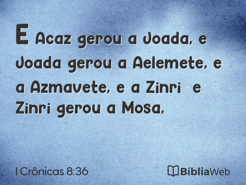I Crônicas 8:36 em imagem para compartilhar