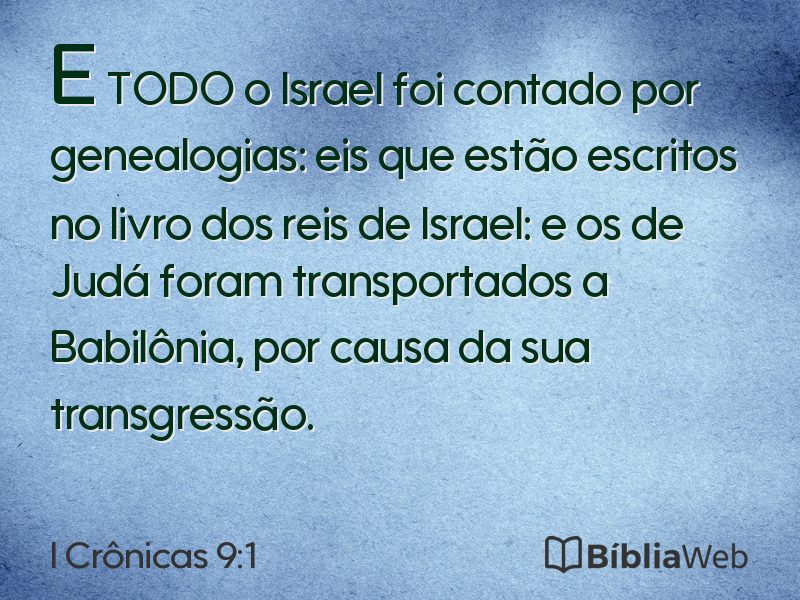 I Crônicas 9:1 em imagem para compartilhar