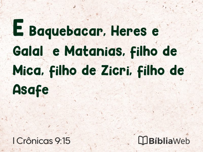 I Crônicas 9:15 em imagem para compartilhar
