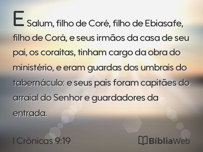I Crônicas 9:19 em imagem para compartilhar