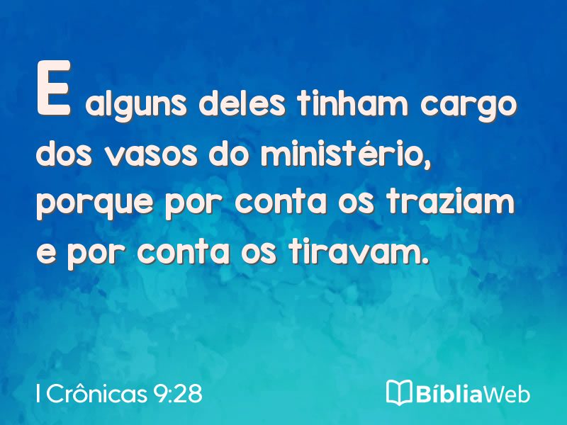 I Crônicas 9:28 em imagem para compartilhar